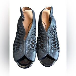 L’Amour des Piers Myrina Basket Weave Slingback Peep Toe Sandal size 11